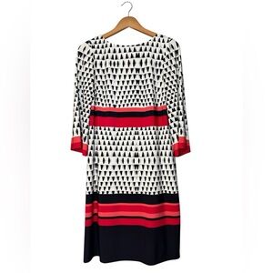 Eliza J Red White Navy Geometric Print Sleeveless Fit & Flare Dress Women’s 8